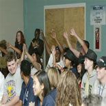 Young people with disabilities engaging in small group discussions at the CA Youth Leadership Forum