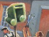 Graphic image of young people in an urban setting playing music